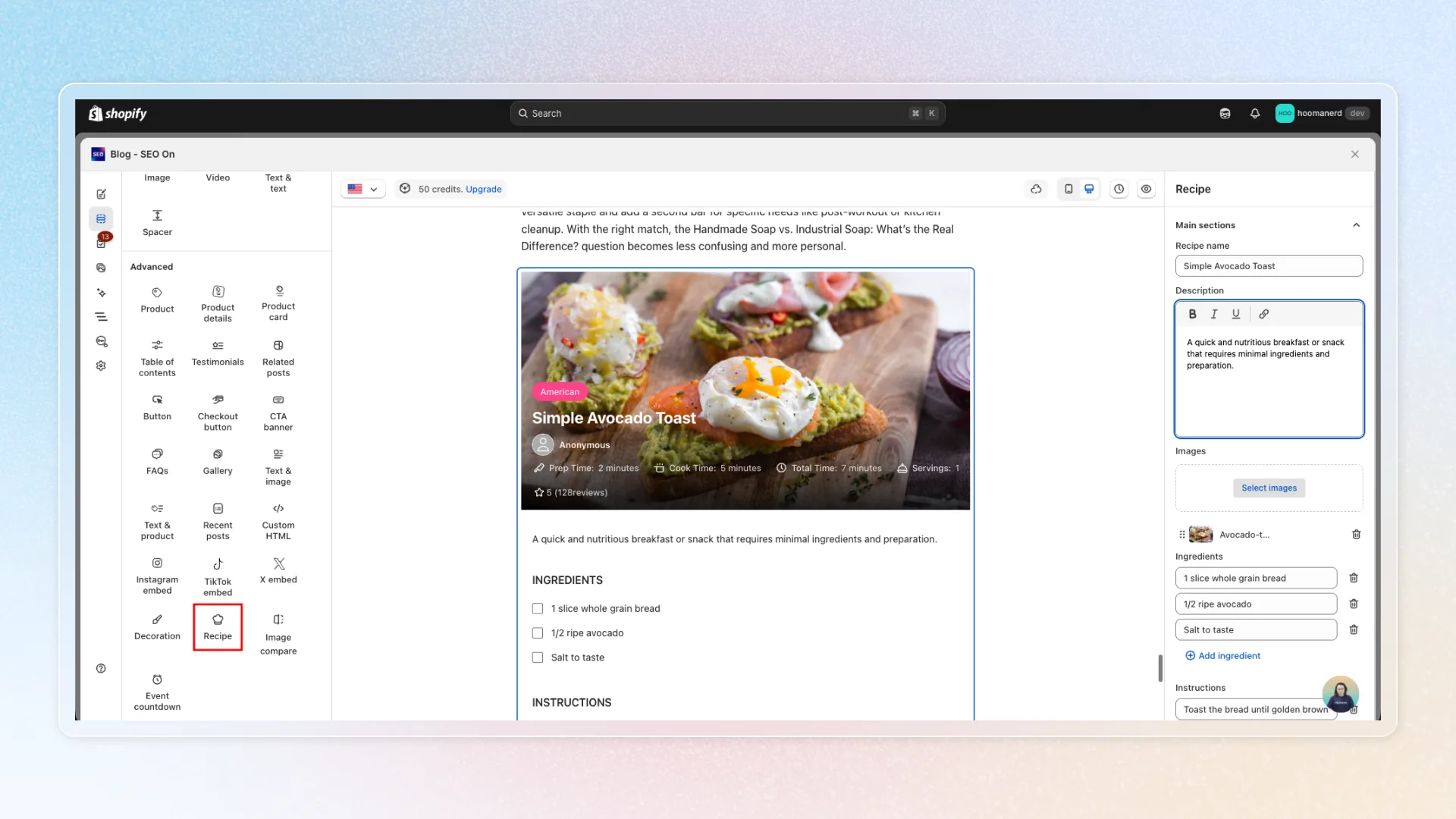 Recipe Elements