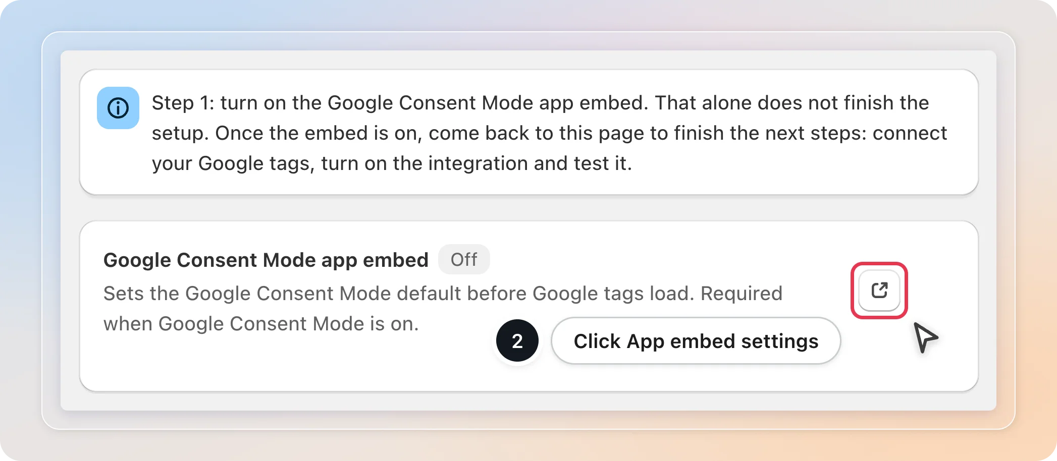 Google Consent Mode app embed is off