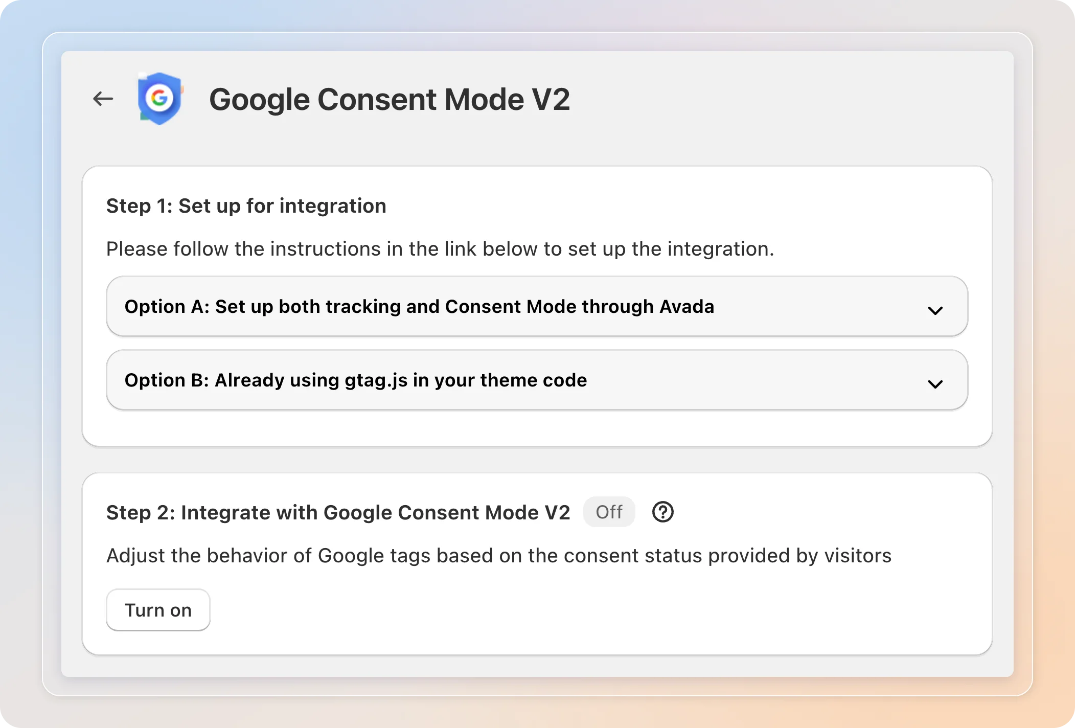 Step 1 appears after the app embed is on