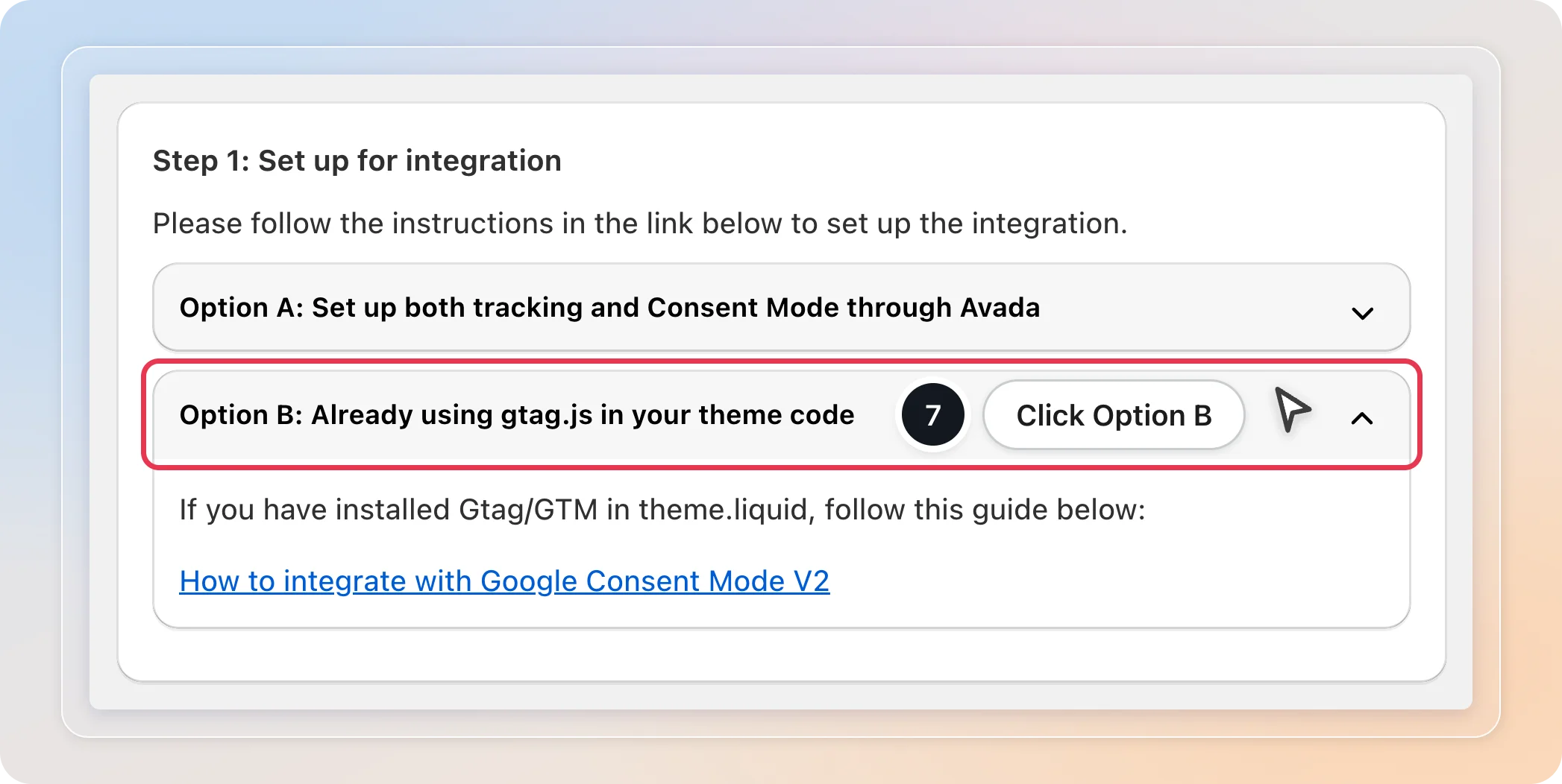Option B for stores with gtag.js in theme code