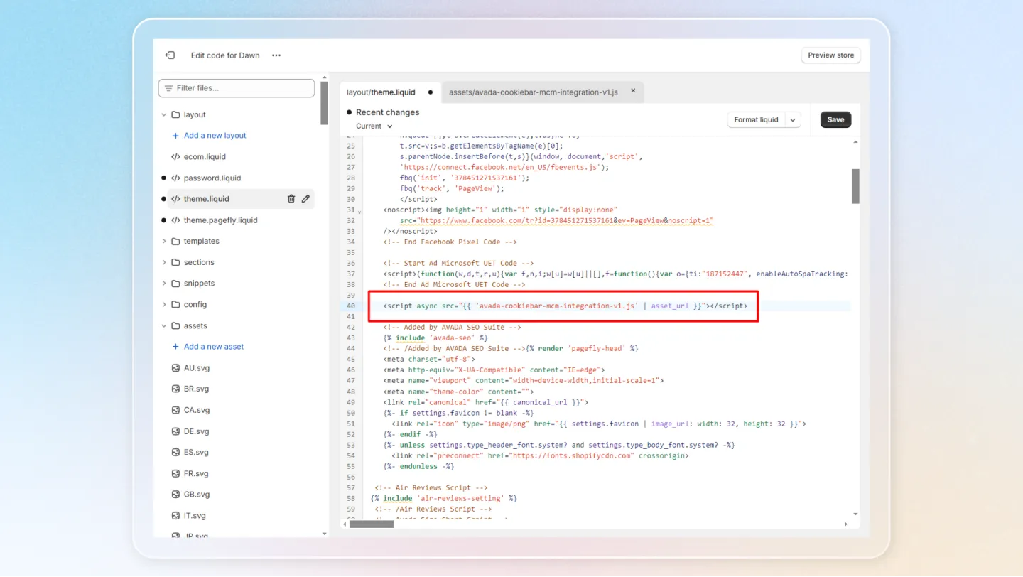 Upload Microsoft Consent Mode integration script