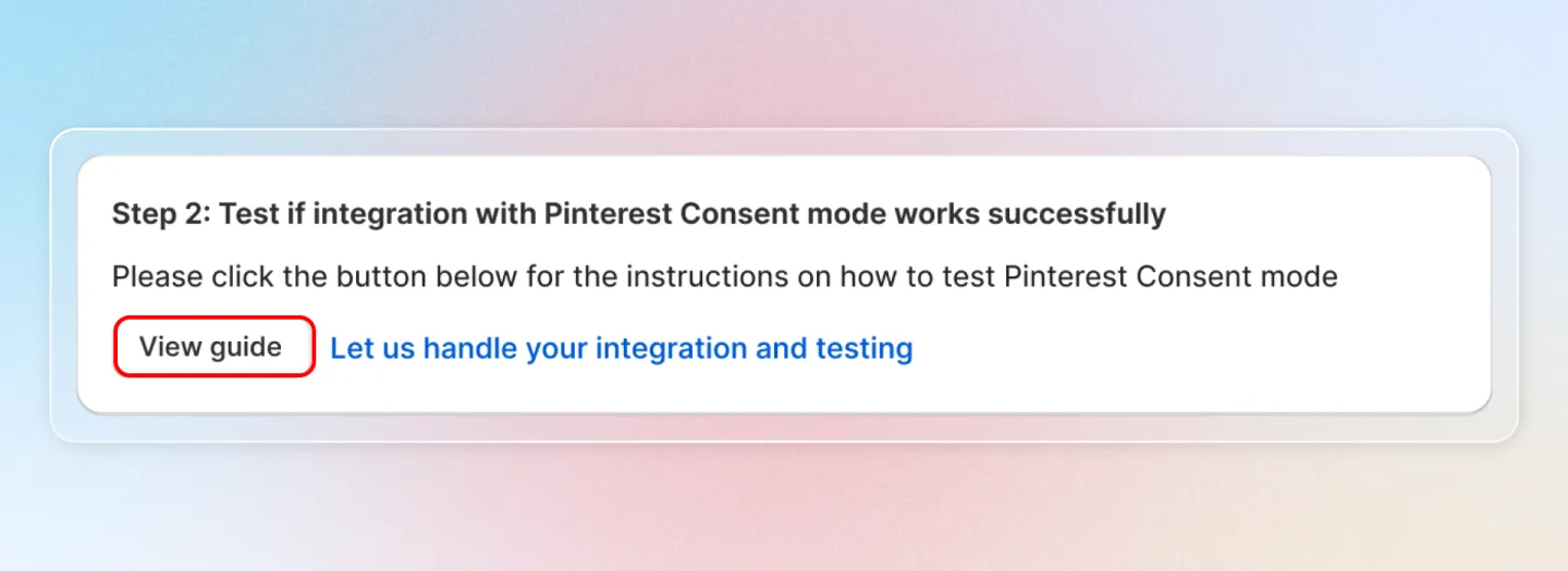 Turn on Pinterest Consent Mode