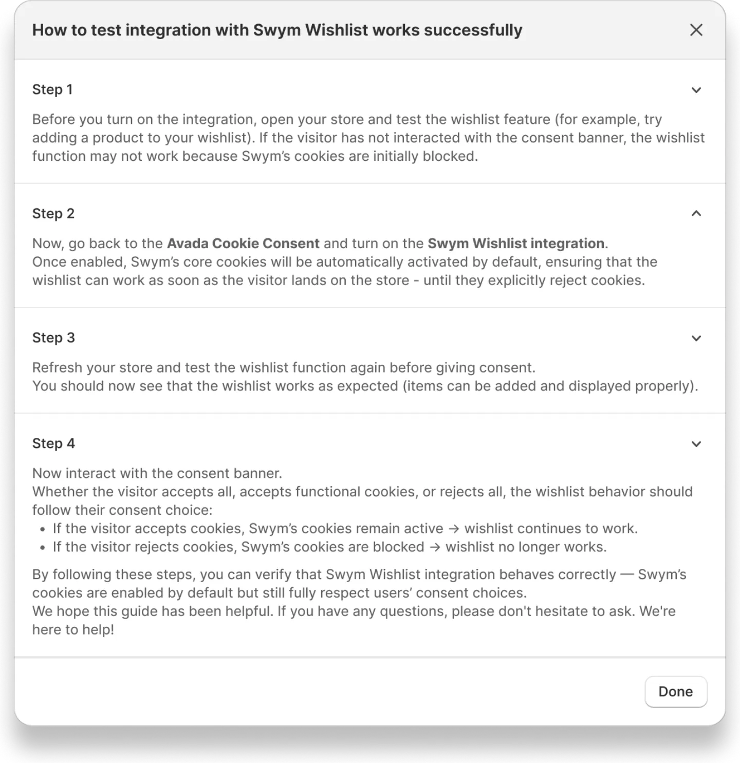 Turn on Swym Wishlist integration