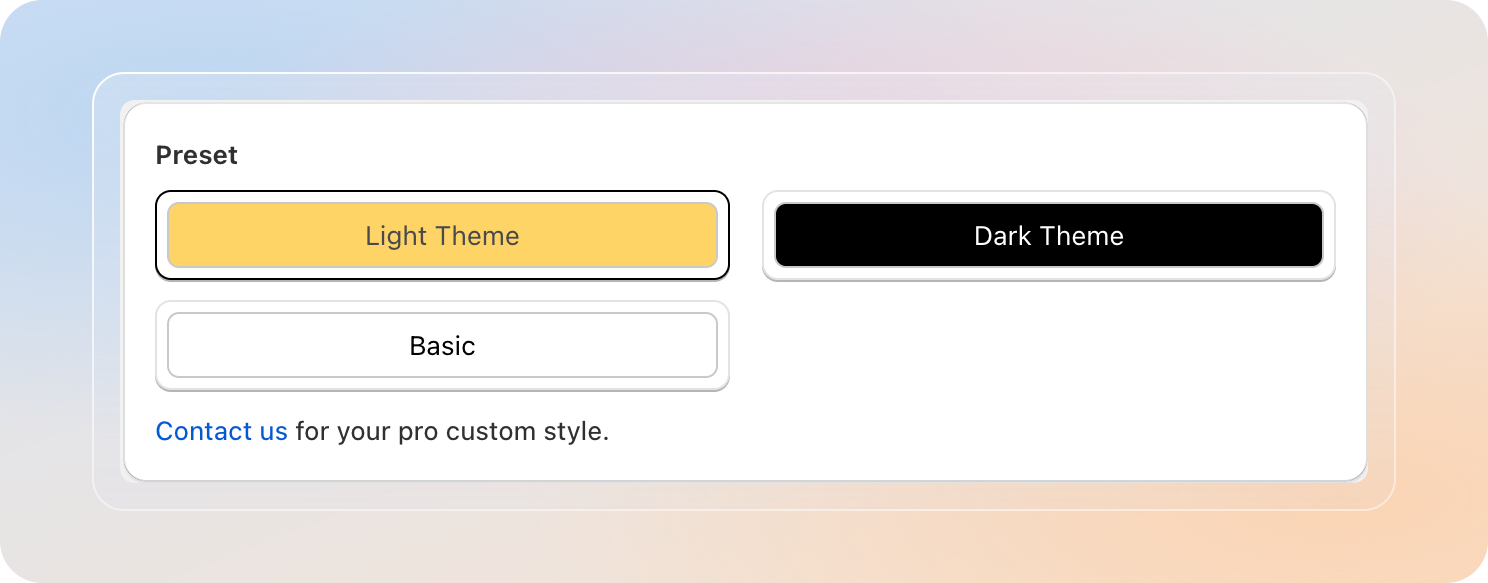 Preset theme cards