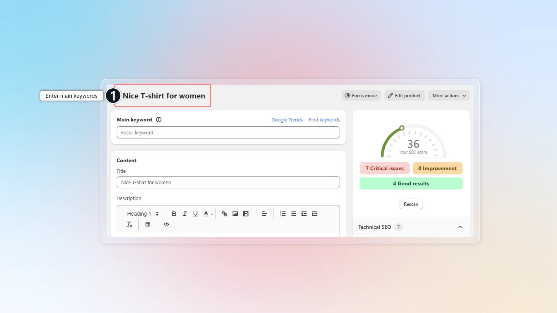Main keywords