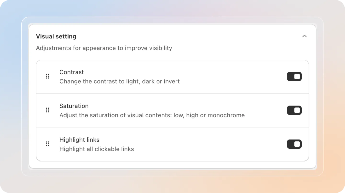 Visual setting section
