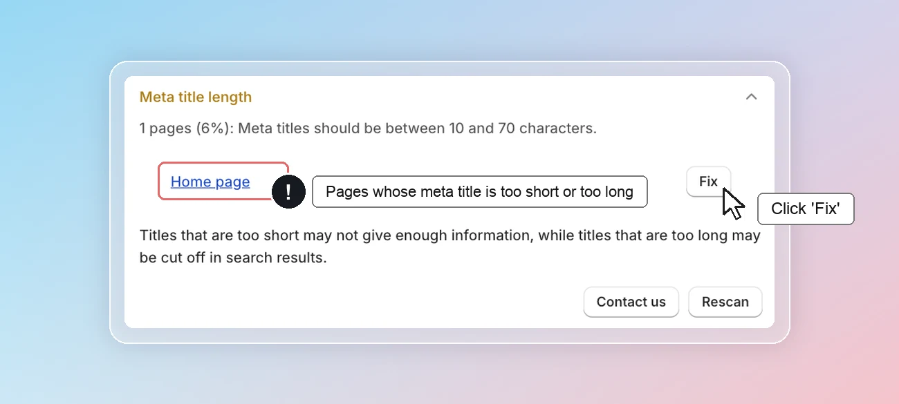 SEO checklist - Meta title length