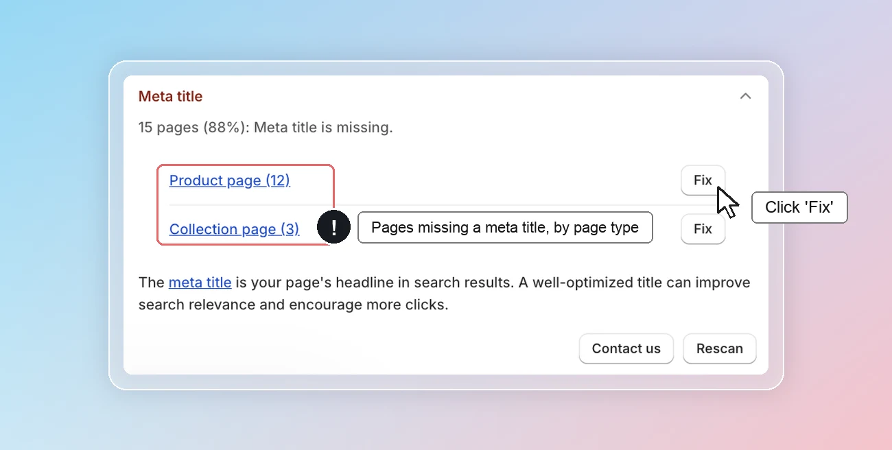 SEO checklist - Meta title