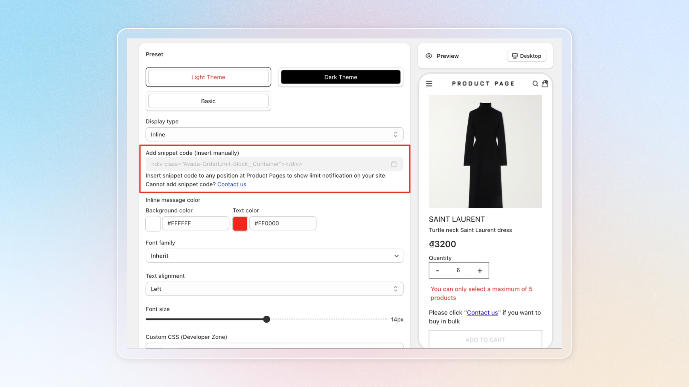 Accessing the snippet code