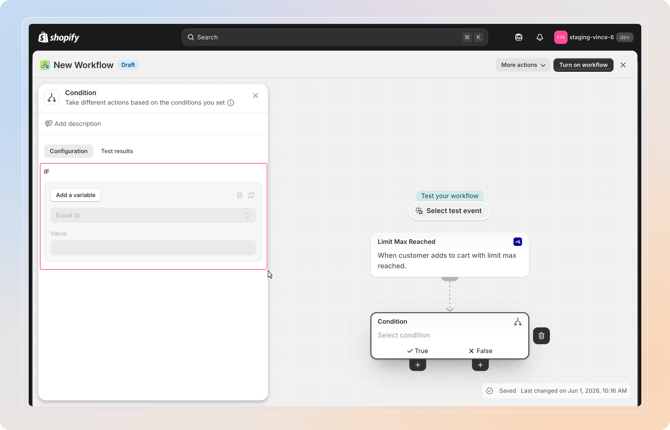 Add a condition node