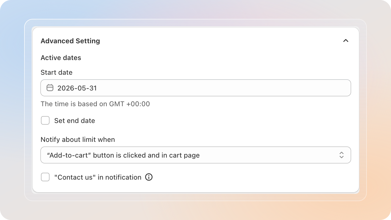 Advanced settings