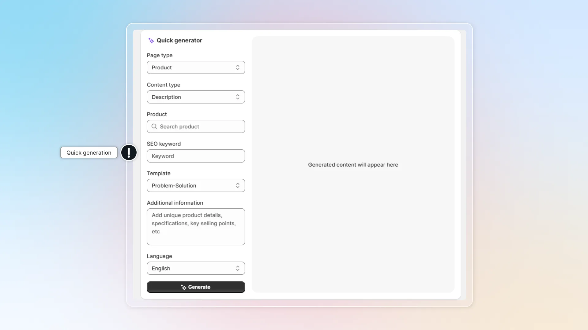 Quick generators