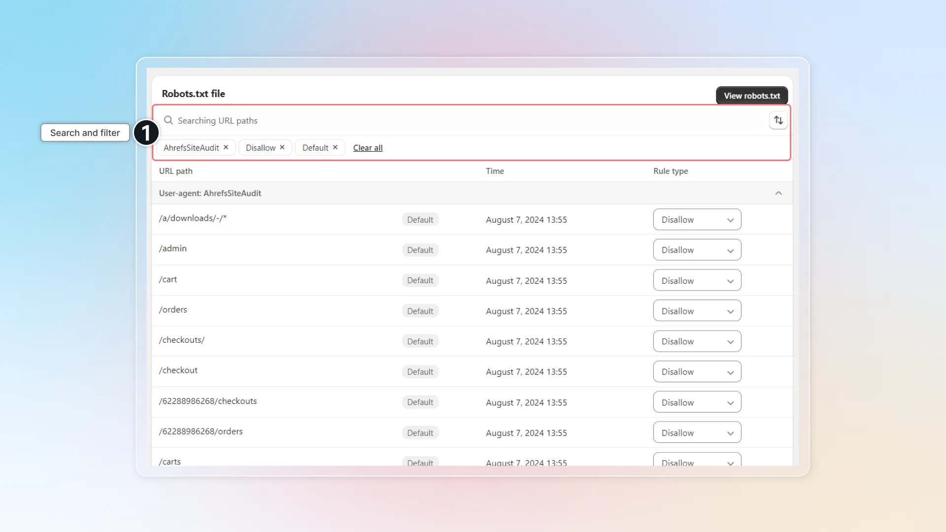 Search and filter