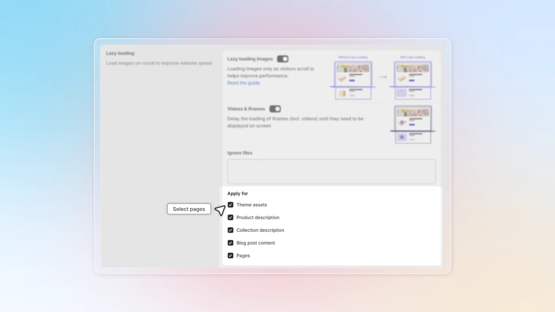 Select pages