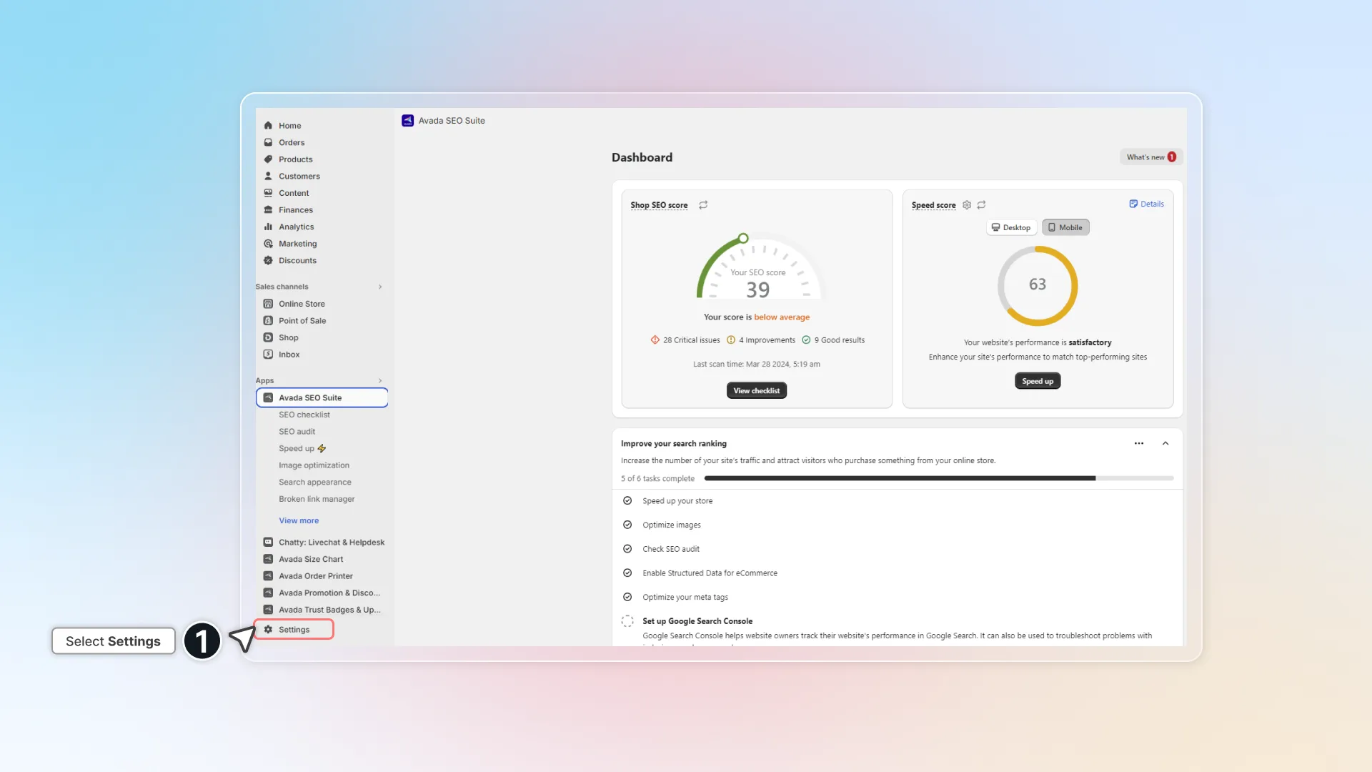 Select Settings