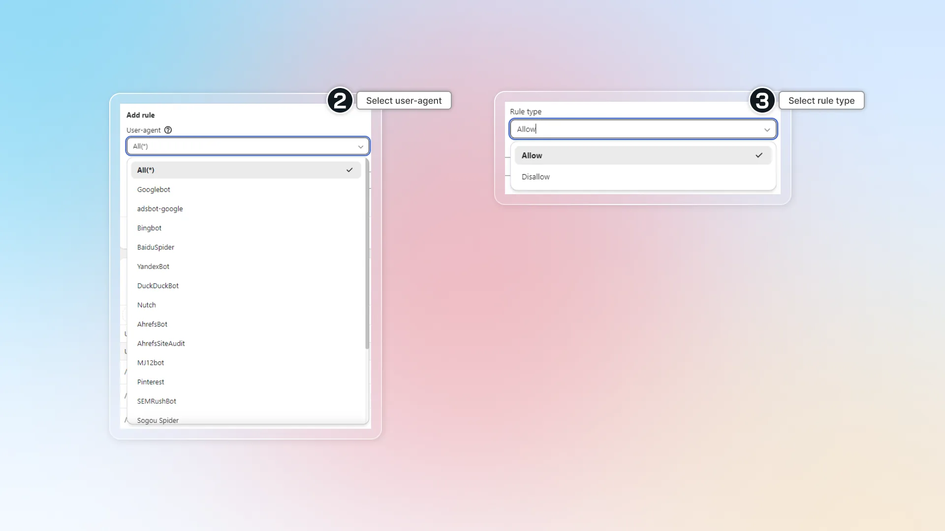 Select user agent