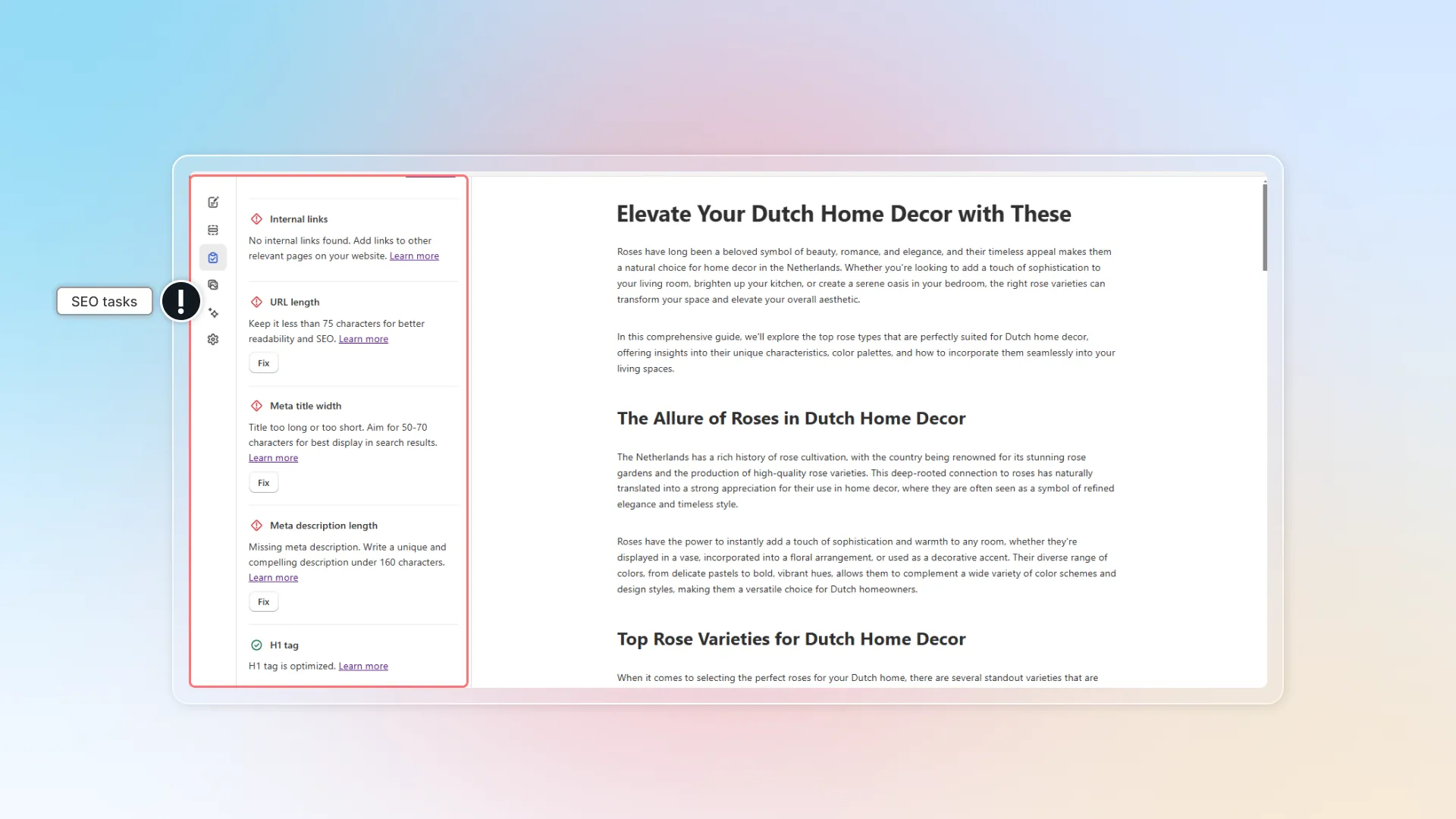 SEO tasks for blog