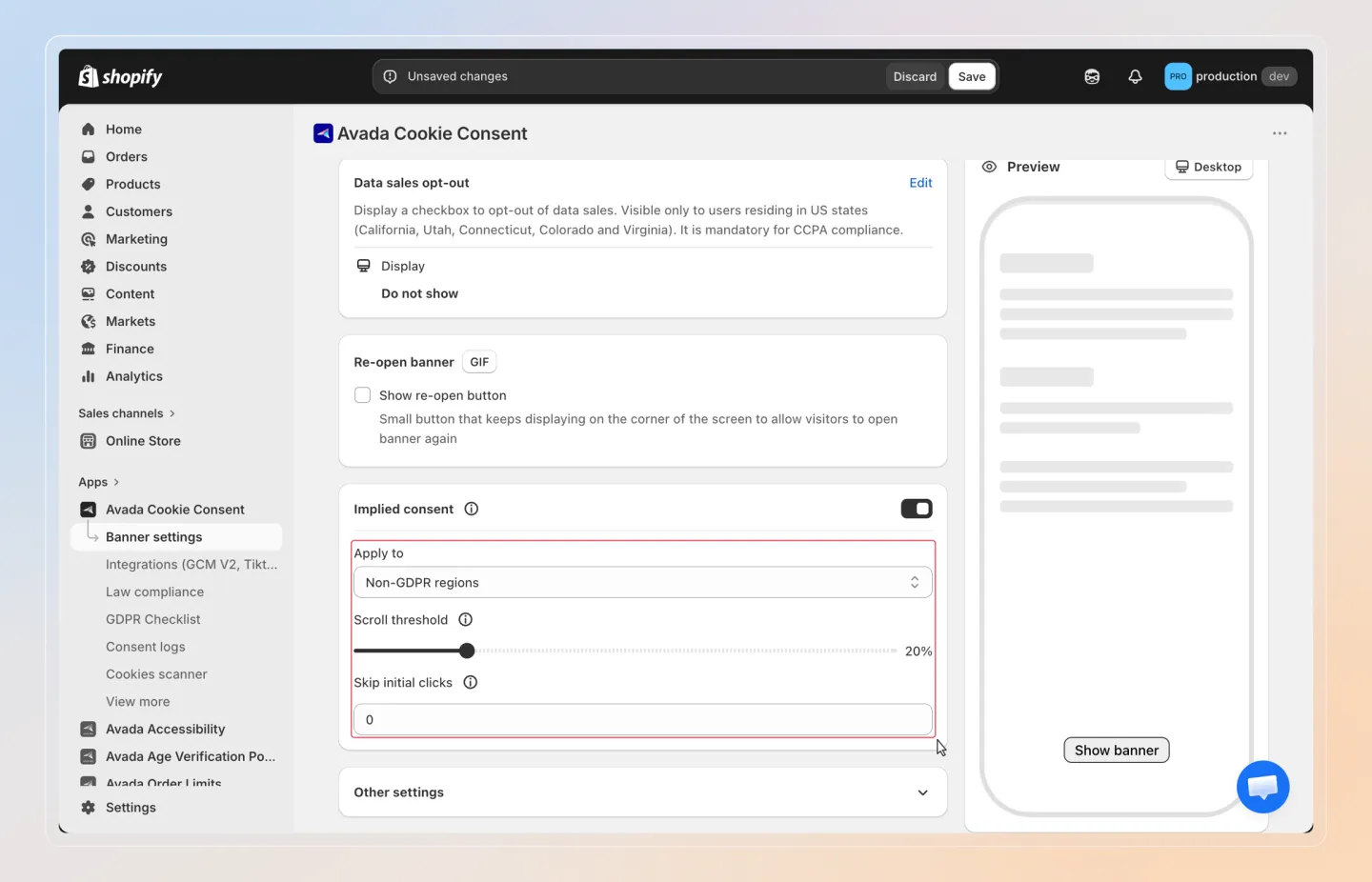 Configure skip initial clicks
