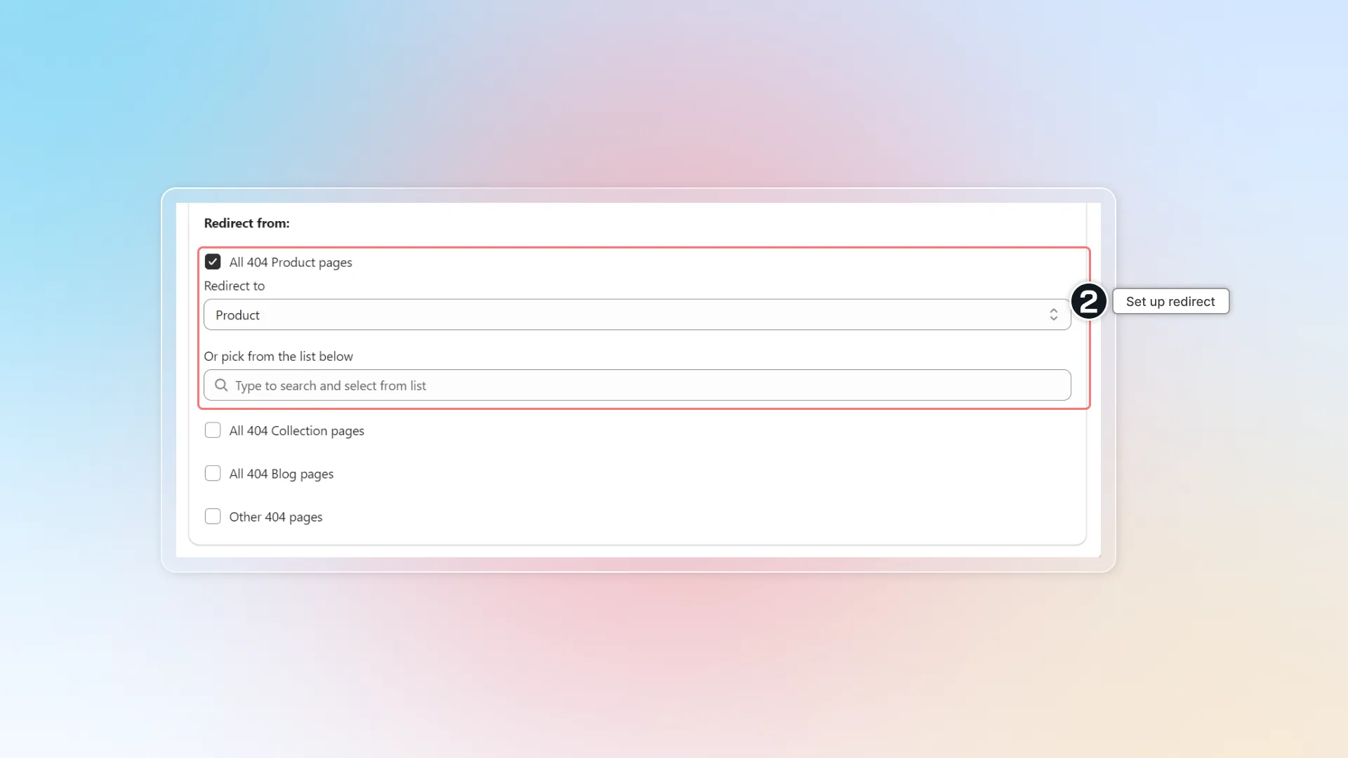 Set up redirect