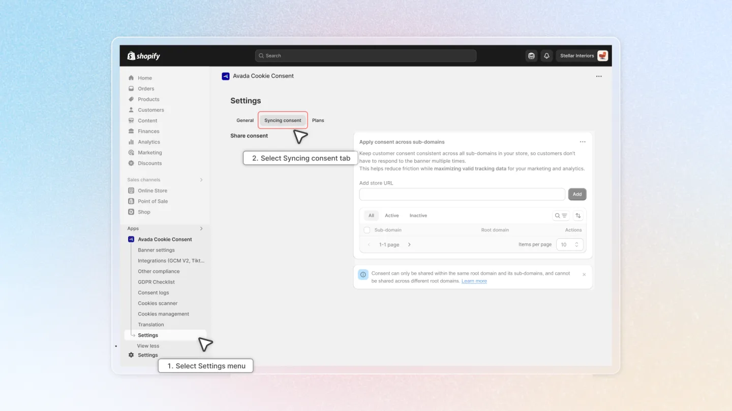 Navigate to syncing consent settings