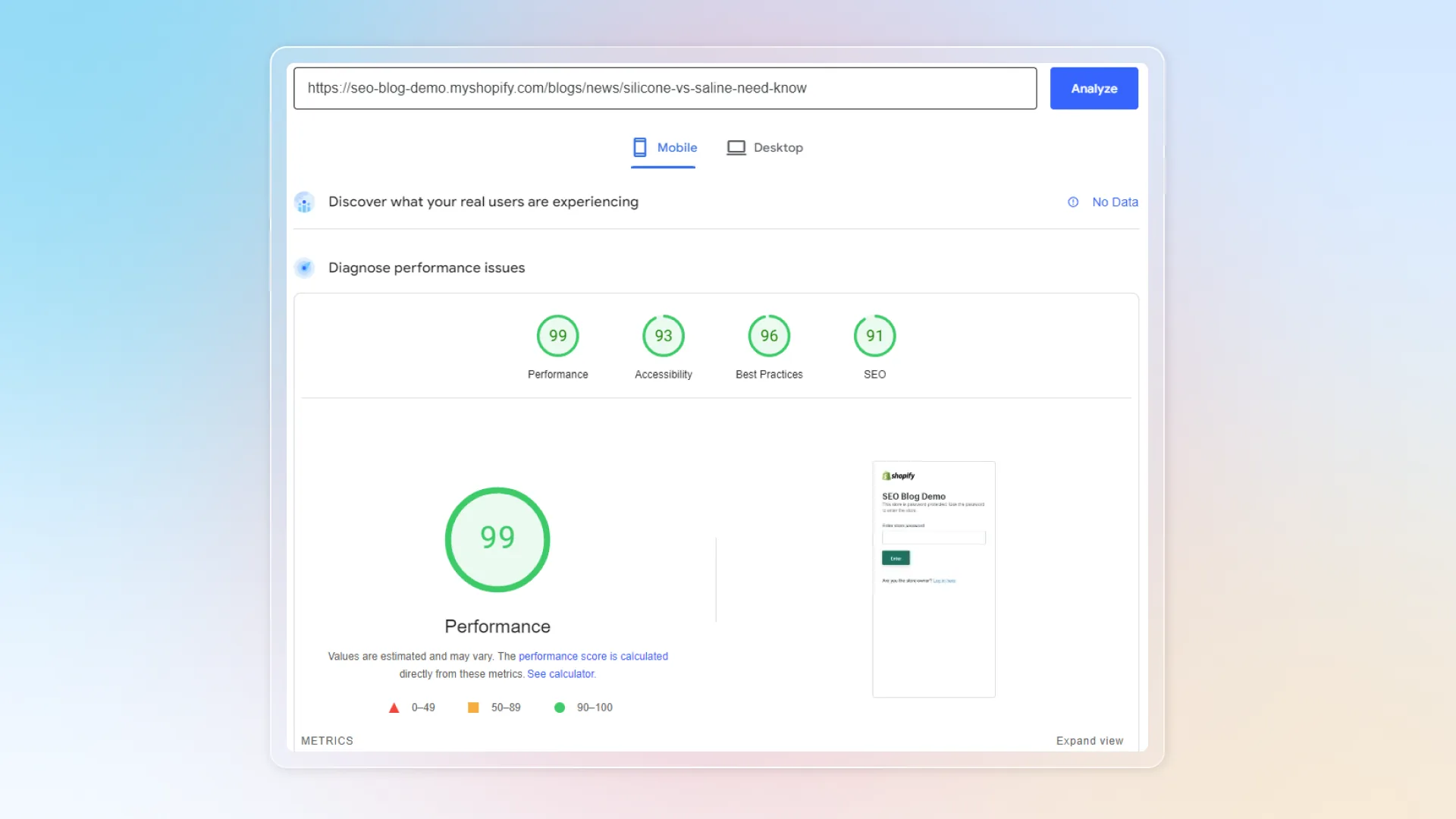 Speed test mobile